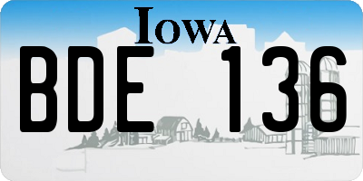 IA license plate BDE136