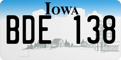 IA license plate BDE138