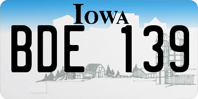IA license plate BDE139