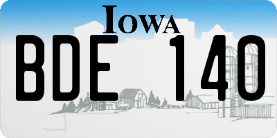 IA license plate BDE140