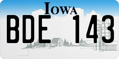 IA license plate BDE143