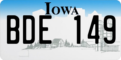 IA license plate BDE149