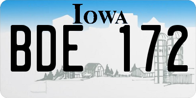 IA license plate BDE172