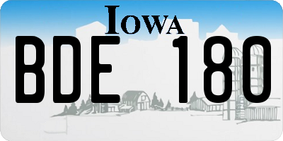 IA license plate BDE180