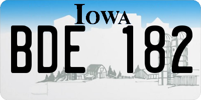 IA license plate BDE182