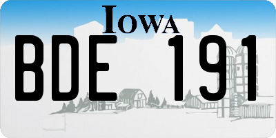 IA license plate BDE191