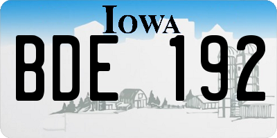 IA license plate BDE192