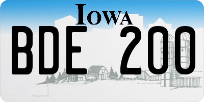 IA license plate BDE200