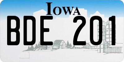 IA license plate BDE201