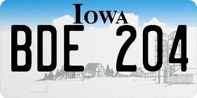IA license plate BDE204