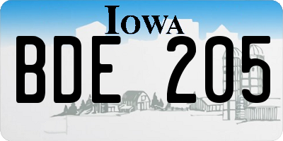 IA license plate BDE205
