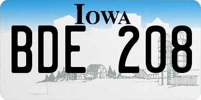 IA license plate BDE208