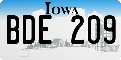 IA license plate BDE209
