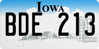 IA license plate BDE213