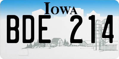 IA license plate BDE214
