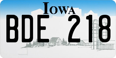 IA license plate BDE218