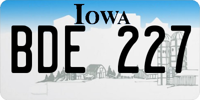 IA license plate BDE227