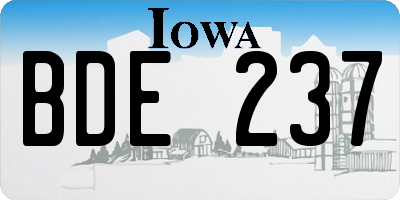IA license plate BDE237