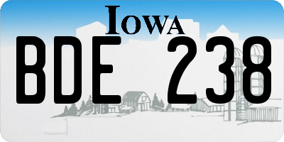 IA license plate BDE238