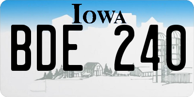 IA license plate BDE240