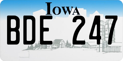 IA license plate BDE247