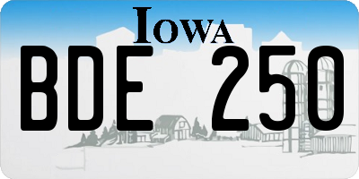 IA license plate BDE250