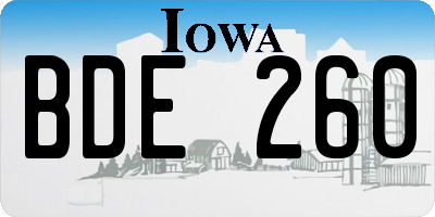 IA license plate BDE260