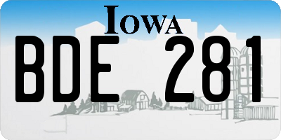 IA license plate BDE281