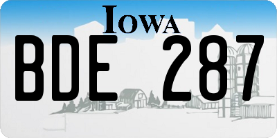 IA license plate BDE287