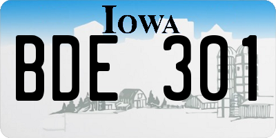 IA license plate BDE301