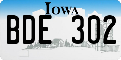 IA license plate BDE302