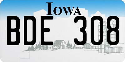 IA license plate BDE308