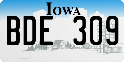 IA license plate BDE309