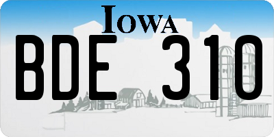 IA license plate BDE310
