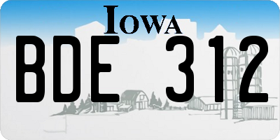 IA license plate BDE312