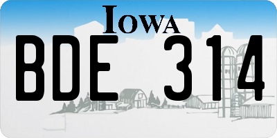 IA license plate BDE314