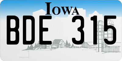 IA license plate BDE315