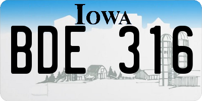 IA license plate BDE316