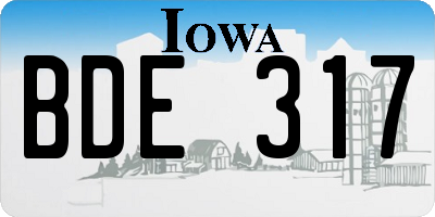 IA license plate BDE317