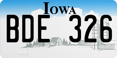 IA license plate BDE326