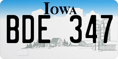 IA license plate BDE347