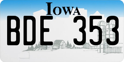 IA license plate BDE353