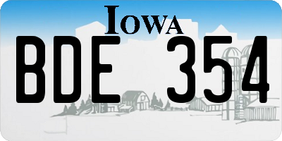 IA license plate BDE354