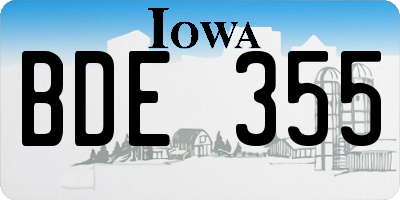 IA license plate BDE355