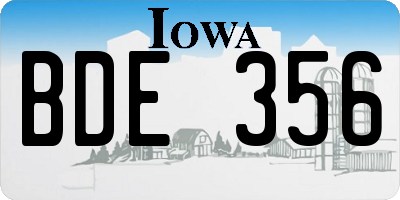 IA license plate BDE356