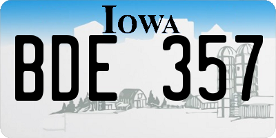 IA license plate BDE357