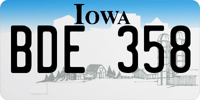 IA license plate BDE358