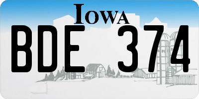 IA license plate BDE374