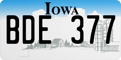 IA license plate BDE377