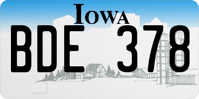 IA license plate BDE378